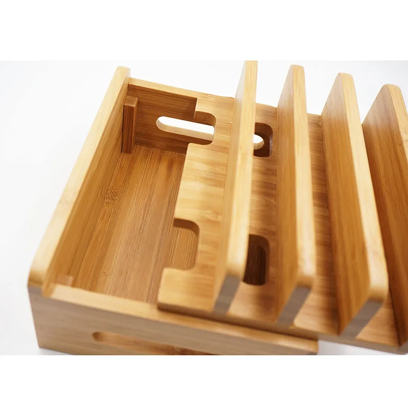 Универсальная док станция из натурального бамбука зарядная органайзер для