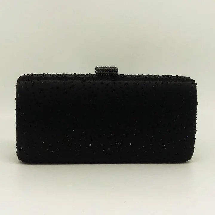 Boutique De FGG ярко-розовые вечерние сумочки-клатчи со стразами Женская сумочка в металлической коробке с бриллиантами свадебные вечерние клатчи сумочка для невесты - Цвет: Black Crystal Clutch