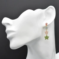 high quality multicolor jewelry with iridescent cubic zircon earrings inlaid in star shape anniversary gift