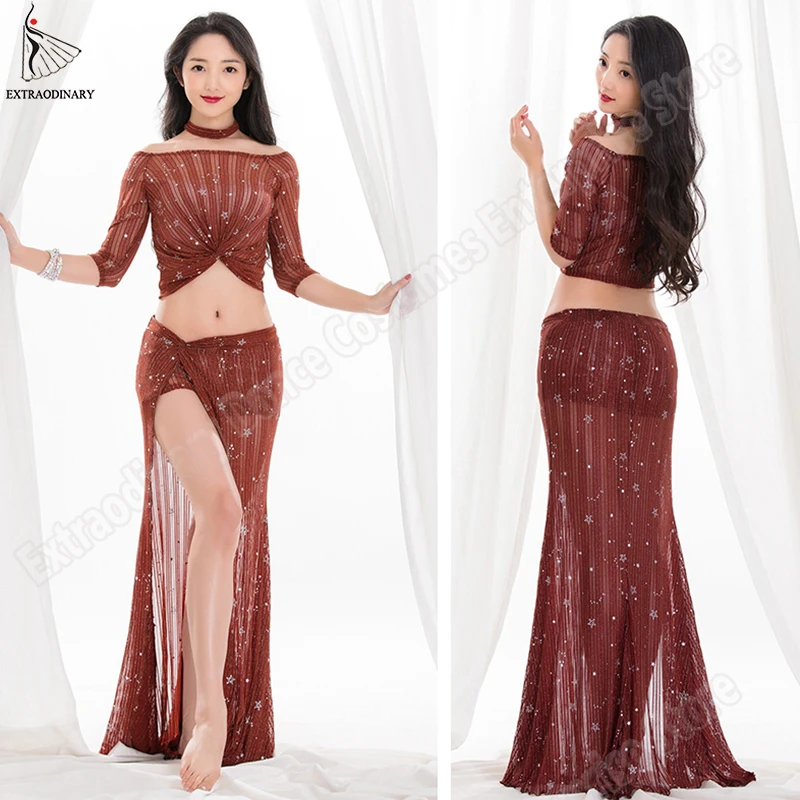 Женский топ для танца живота сексуальный костюм с блестками тренировочная