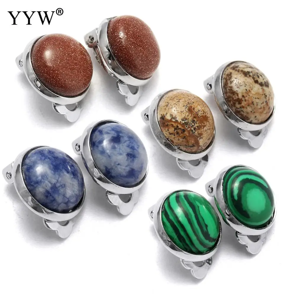 Женские серьги клипсы в стиле панк из натурального аметиста малахит кварц|stone