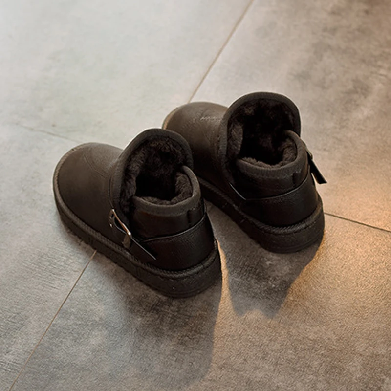 Kids Shoes Boys Winter Snow Boots Children Waterproof Leather Girls Ankle Fashion Buckle Sneakers | Детская одежда и обувь