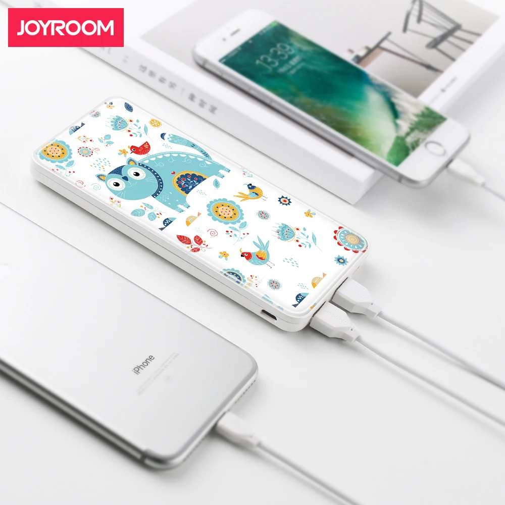 Joyroom 8000mAh power bank Tempered glass art painting cute Portable Polymer battery bateria externa For Mobile Phone Tablet | Мобильные