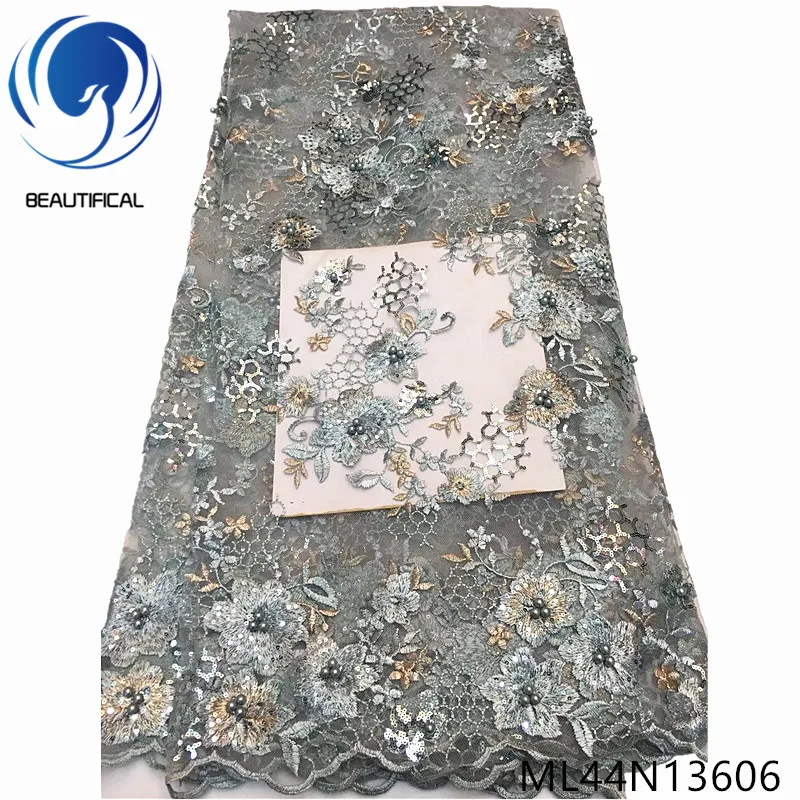 

BEAUTIFICAL embroidery tulle nigerian lace folower 2019 lace material fabric for sewing 5 yards/lot ML44N136