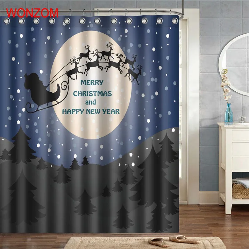 WONZOM Merry Christmas занавески для душа Ванная комната Декор Современный 3D