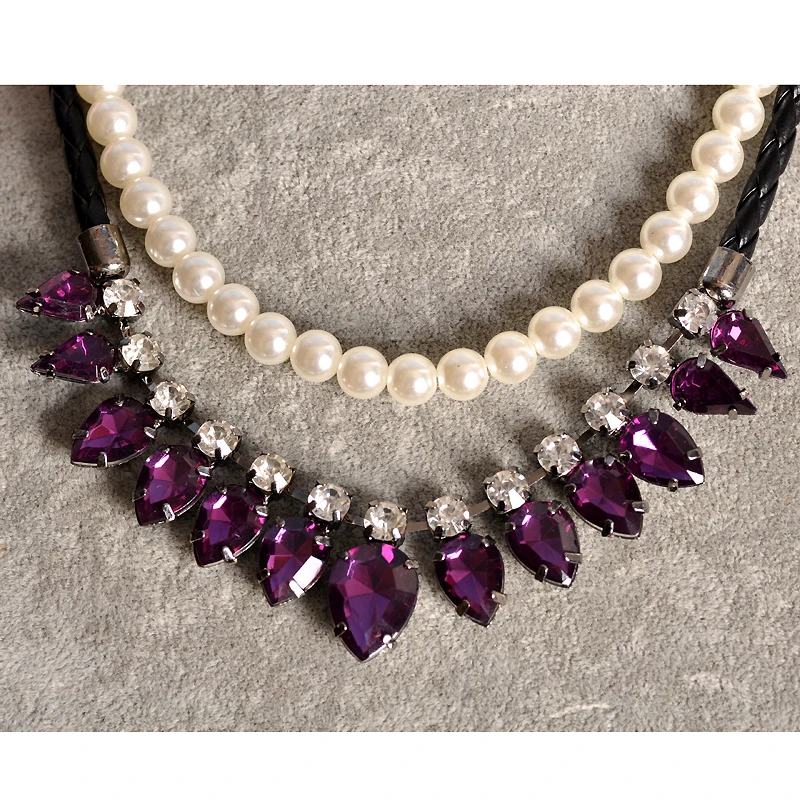 Hot new fashion flowery women's birthday party black chain tassel purple green pink necklace gift free shipping | Украшения и