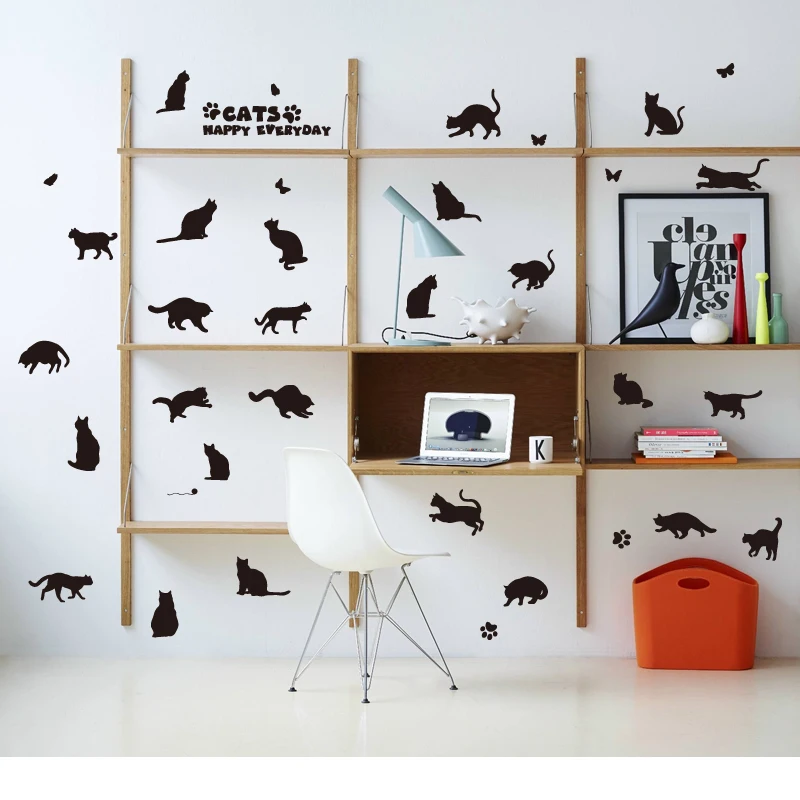 [Fundecoration] DIY наклейки на стену черного кота для детской комнаты гостиной спальни