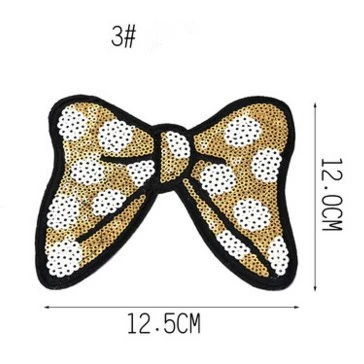 Hghym Красочные Лук патчи 12X12.5 см вышитая аппликация швейной блесток патч железа на