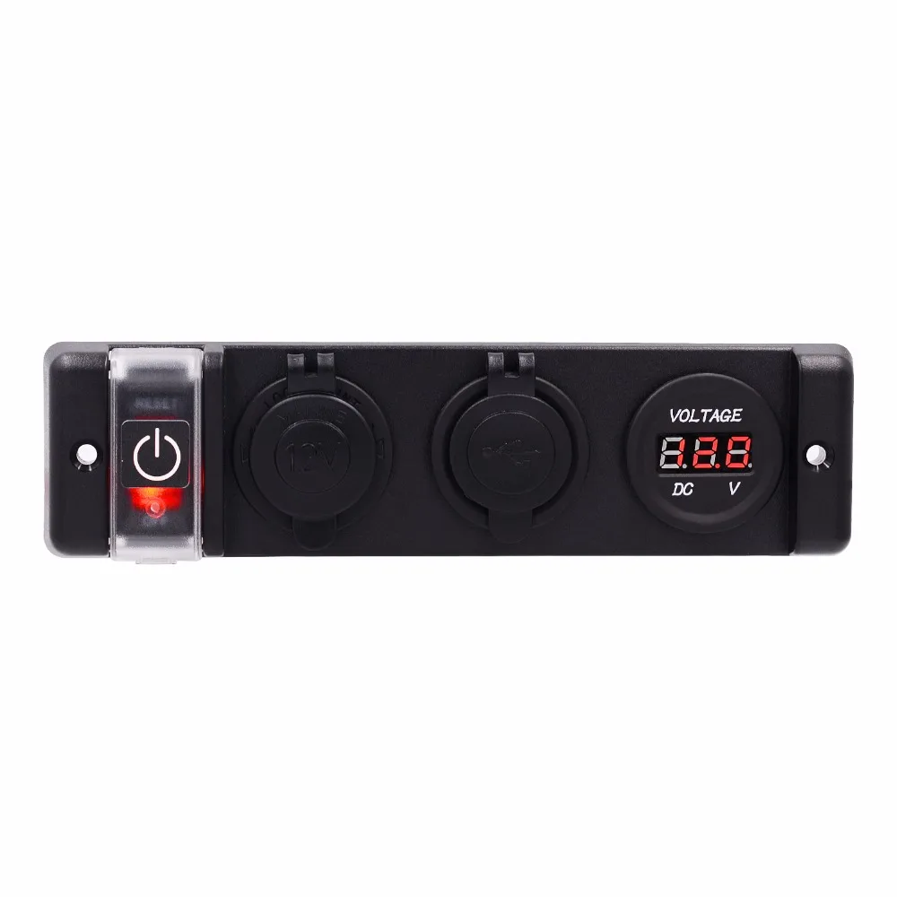 1Pcs DC12V Switch Panel Dual USB Voltmeter Circuit Breaker Car Boat Round Rocker ON/OFF SPST Hot Sale CS-597A1 | Автомобили и