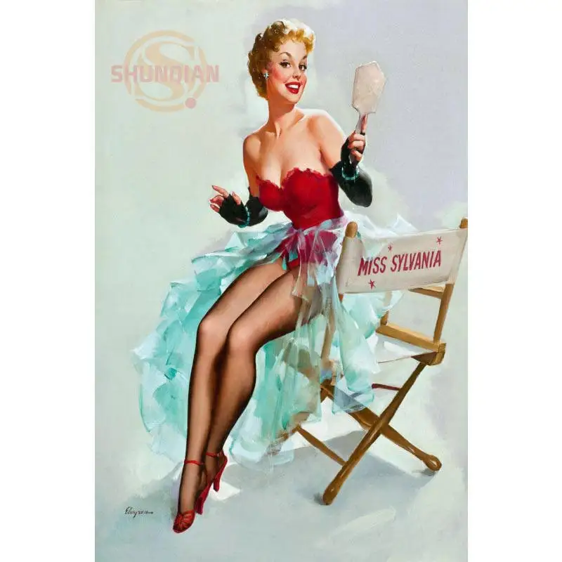 Pin Up Girl Арт плакат печать из шелковой ткани с принтом плакат печать ткань стены плакат на заказ атласный плакат YF-& 24 - Цвет: 1