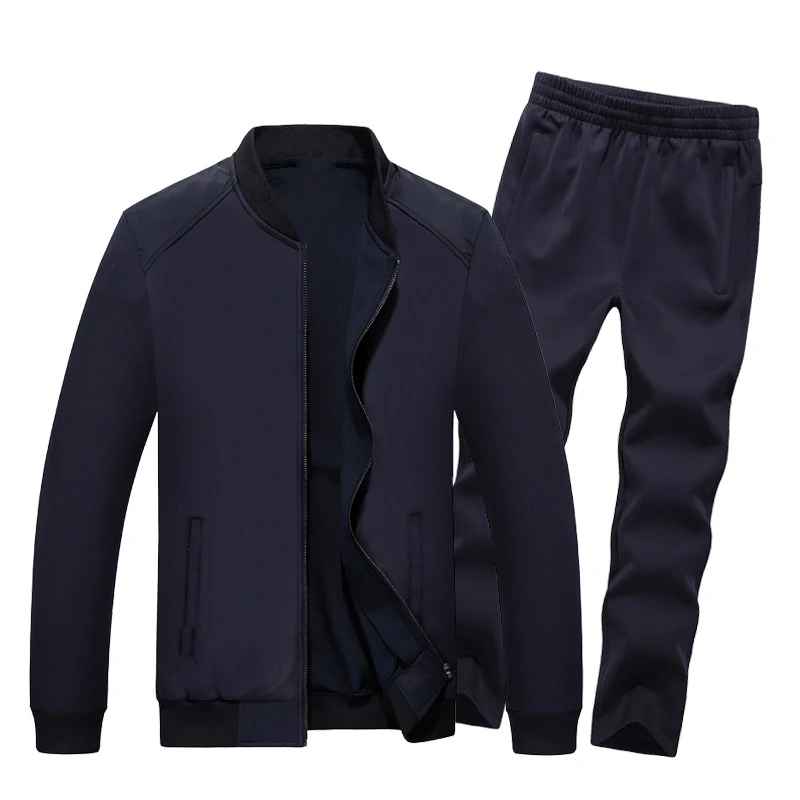 

2019 Spring and Autumn Men's Sports Jacket Fashion Set Men's Oversized L- 6XL 7XL 8XL Sportswear Casual Set Color Blue/Black