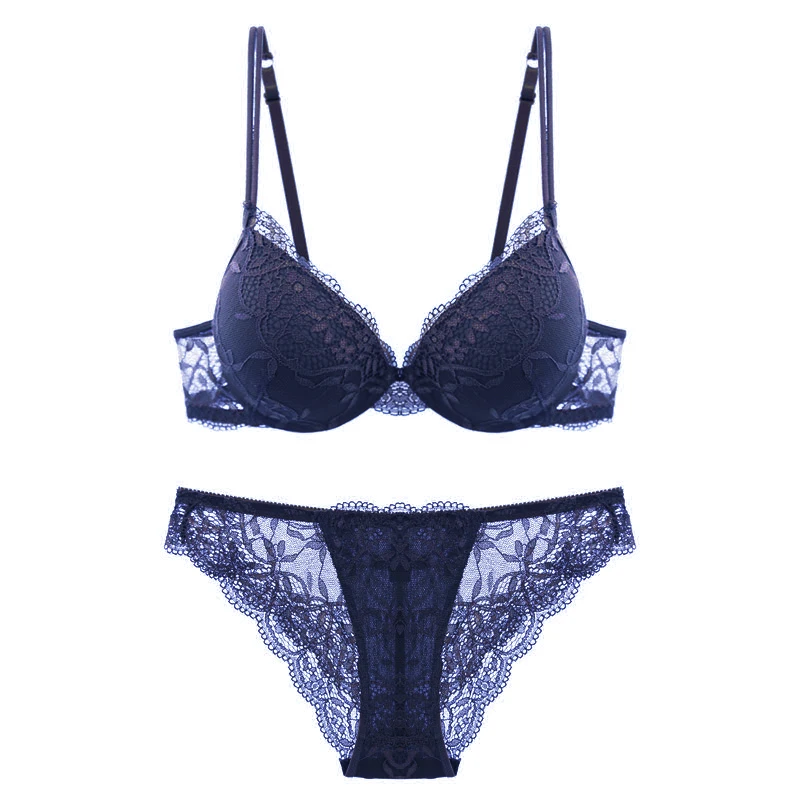 Комплект женского кружевного нижнего белья с глубоким V образным вырезом|bra set|lace