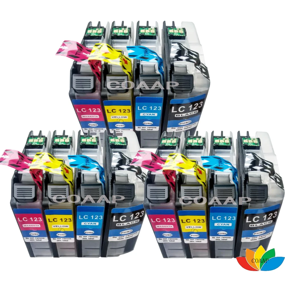 

12 printer ink cartridges Compatible for Brother LC-121 LC-123 LC-125 LC-127 XL with Chip