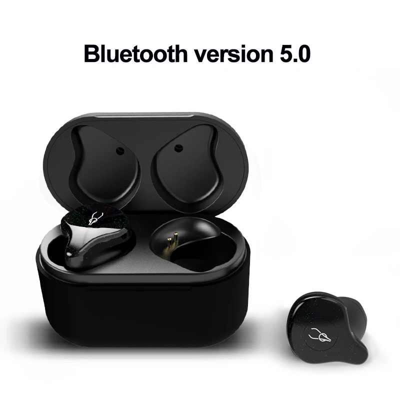 Sabbat Беспроводная гарнитура bluetooth Hi-Fi стерео IPX5 Водонепроницаемый Беспроводные наушники с зарядный чехол для iPhone samsung - Цвет: Черный