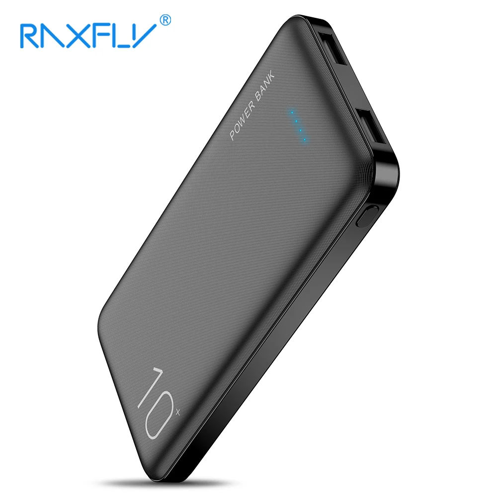 RAXFLY 10000 мАч портативное ультратонкое двойное зарядное устройство USB для Xiaomi iPhone
