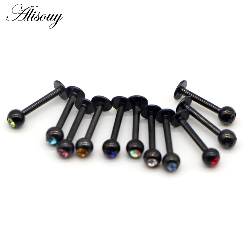 Alisouy 1 шт. пирсинг для тела labret кольцо-гвоздик для губ 16 г Золотой Черный Серебряный горячий для губ, ушей, носа ювелирные изделия для женщин мужчин 11 цветов