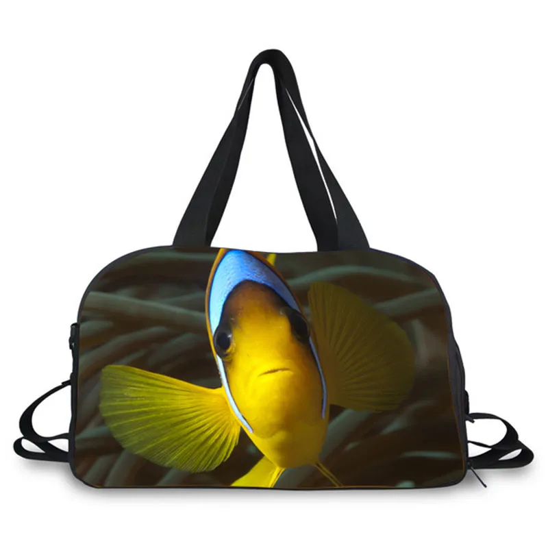 Новая модная вместительная женская сумка для багажа с 3D рисунком рыбы дорожная