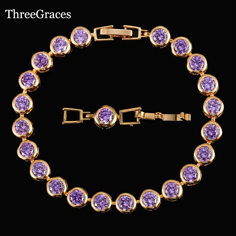 Элегантные женские браслеты ThreeGraces цвета шампанского с искусственным фианитом в