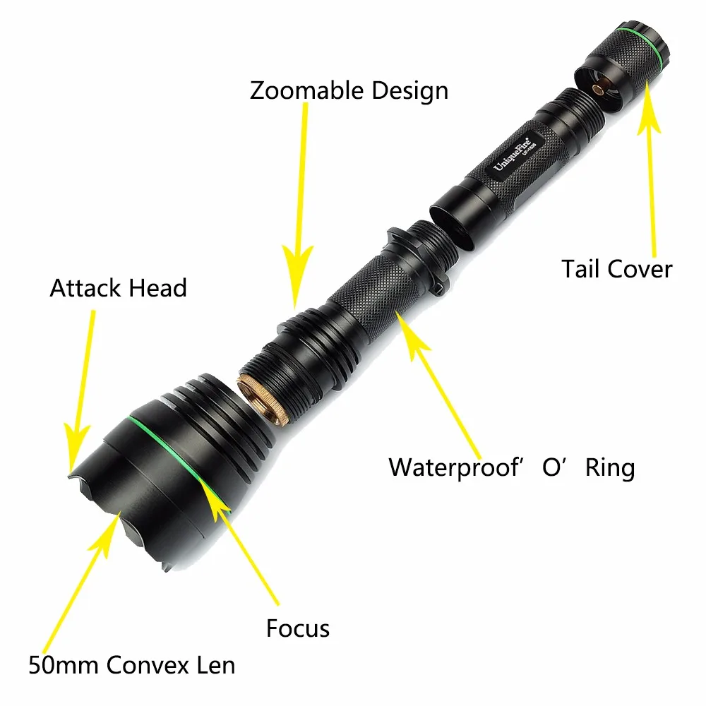 UniqueFire 1508 T50 IR 850nm Zoom 3 режима инфракрасный светильник вспышка светильник фонарь ночного видения лампа с 75 мм головкой(без водителя