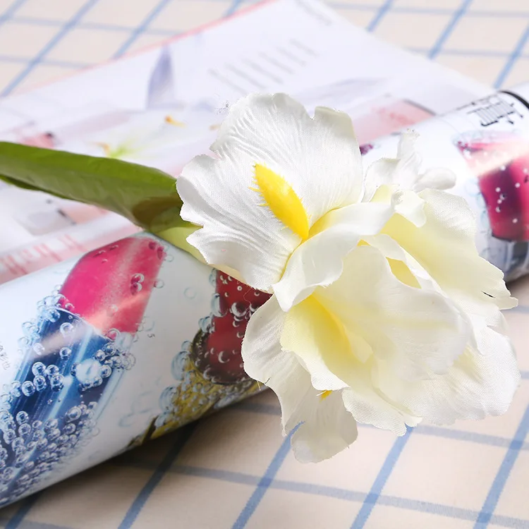 white Iris Искусственный Цветок ириса ветка Весна Свадебный декор домашний стол украшение Флорес Шелковый Искусственный цветок вечерние принадлежности - Цвет: white Iris