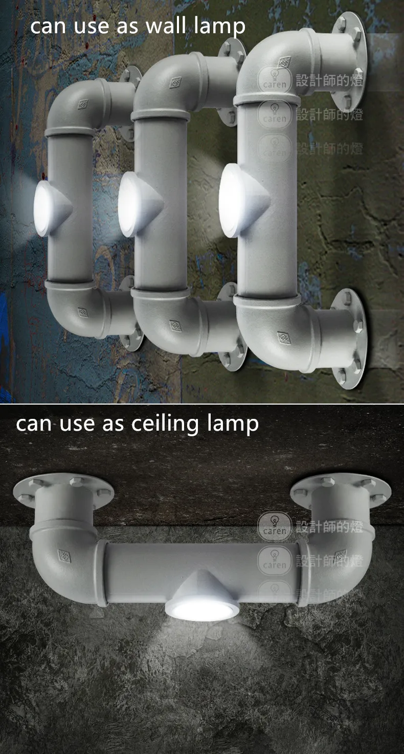 

European contracted Hallway stairs balcony LED American retro industrial Heavy metal pipe wall lamp or ceiling lamp