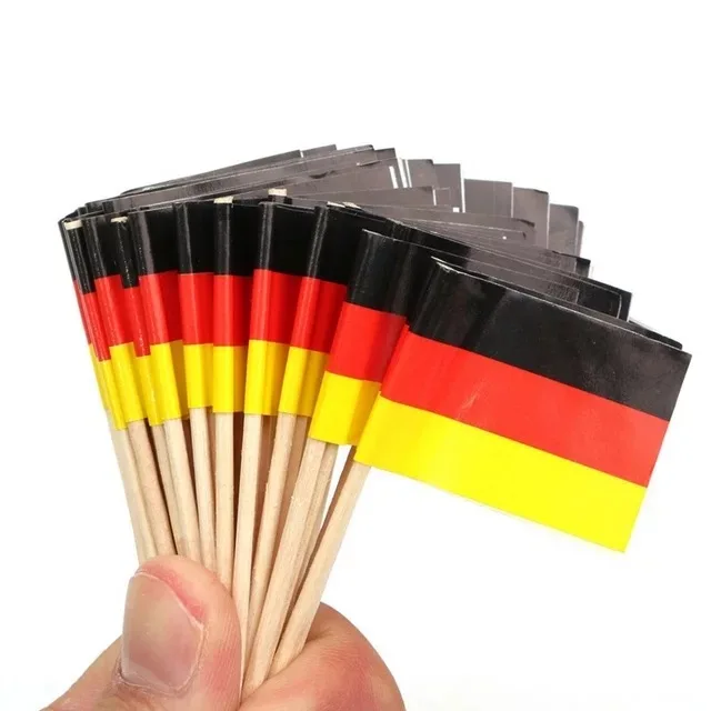 

Wooden Flag Toothpicks German Flag Cupcake Toppers Toothpick for National Day Food Decoration