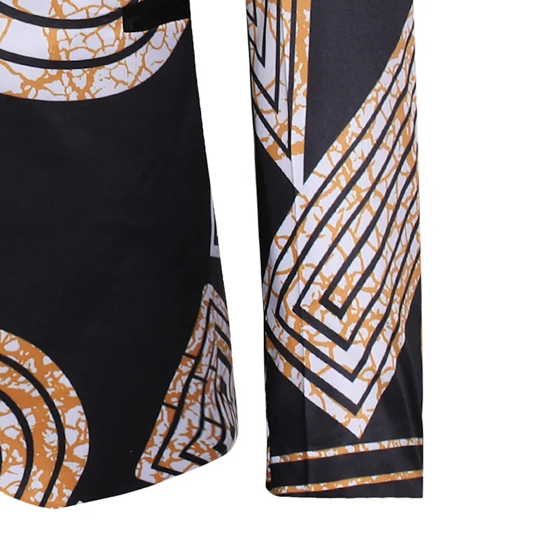 Stylish Geometric Print One Button Blazer Jacket Men Brand Shawl Collar Slim Fit Mens Blazers Party Casual Blazer Masculino