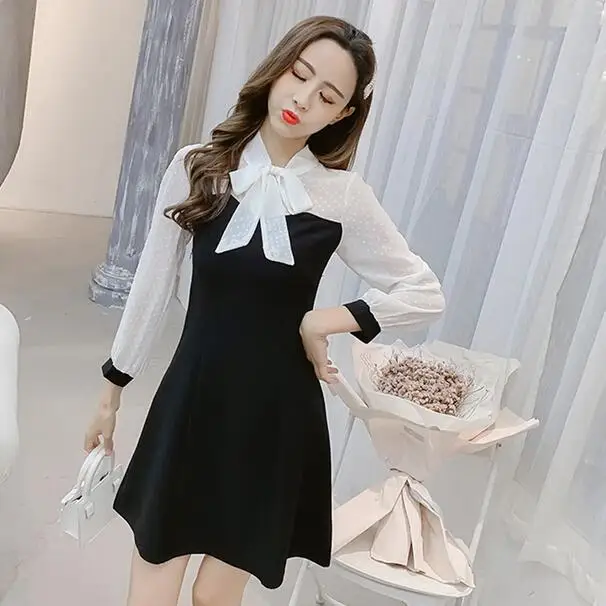 2019 Spring New Elegant Bow Women bodycon Office Lady Work Dress Short Slim Prom Formal Party Dresses Autumn DC863 | Женская одежда