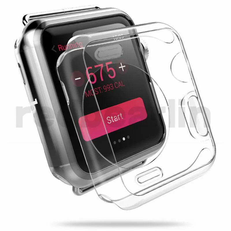 Ультра Прозрачный мягкий силиконовый чехол из ТПУ для Apple Watch 38 мм 42 40 44 apple watch Series 1