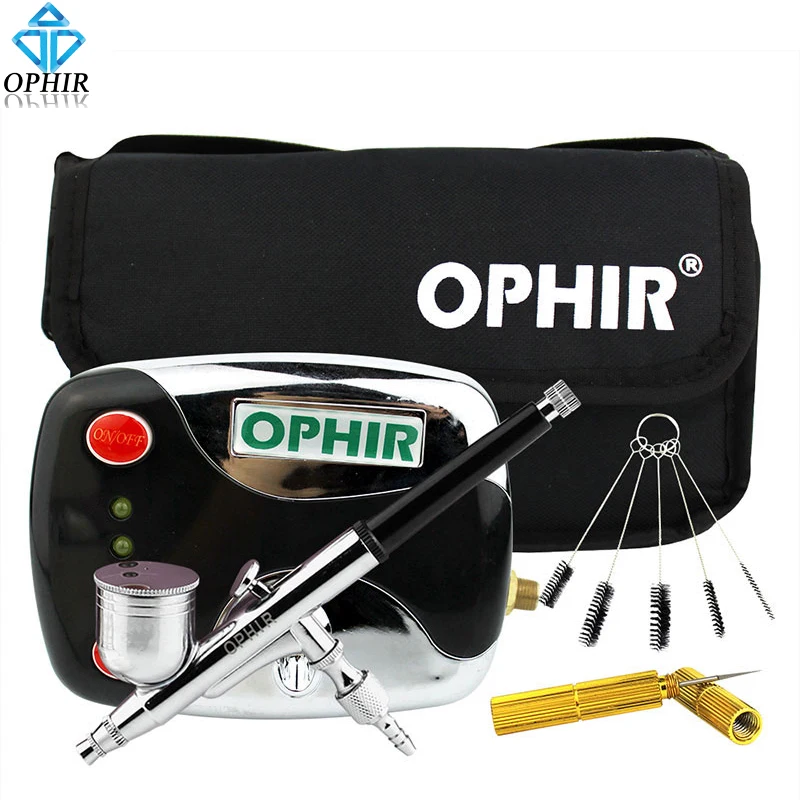 Комплект аэрографа двойного действия OPHIR 0 3 мм с воздушным компрессором и набором