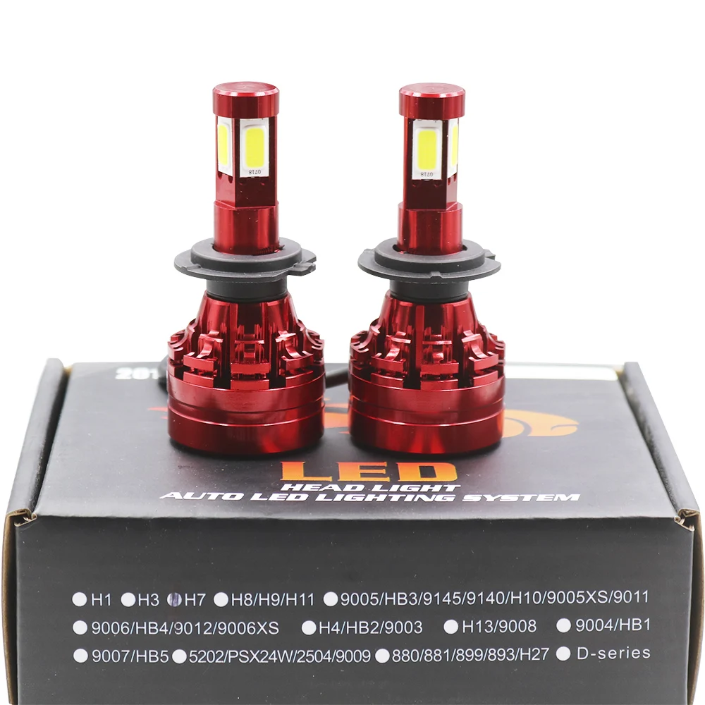 

2pcs Automobiles Led Lamp H7 H4 H8 4-Side Design Headlight 80w 16000lm DRL Lights Car Light Bulbs 6000k 12v Headlamp Turbo Fans