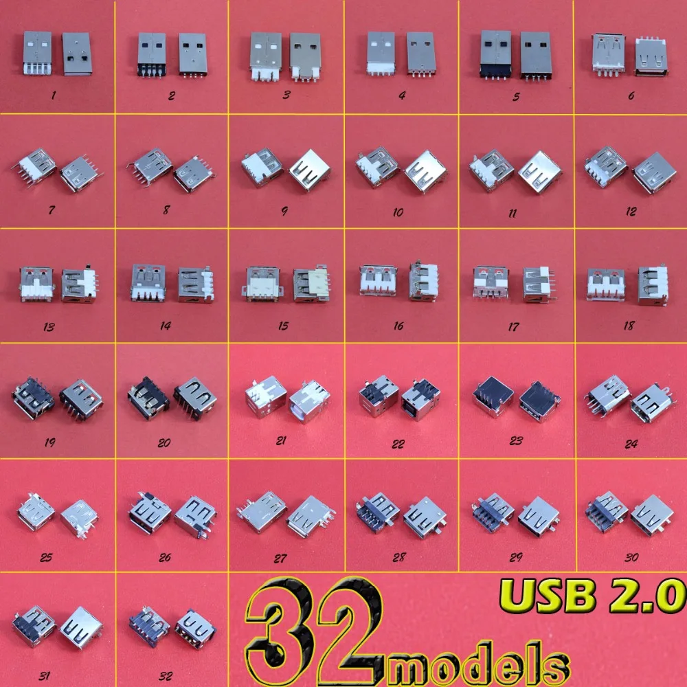 32 модели USB-разъемов 2,0 USB-разъем для ноутбука Lenovo Samsung Dell HP Toshiba Sony Acer Aspire 5232 5241