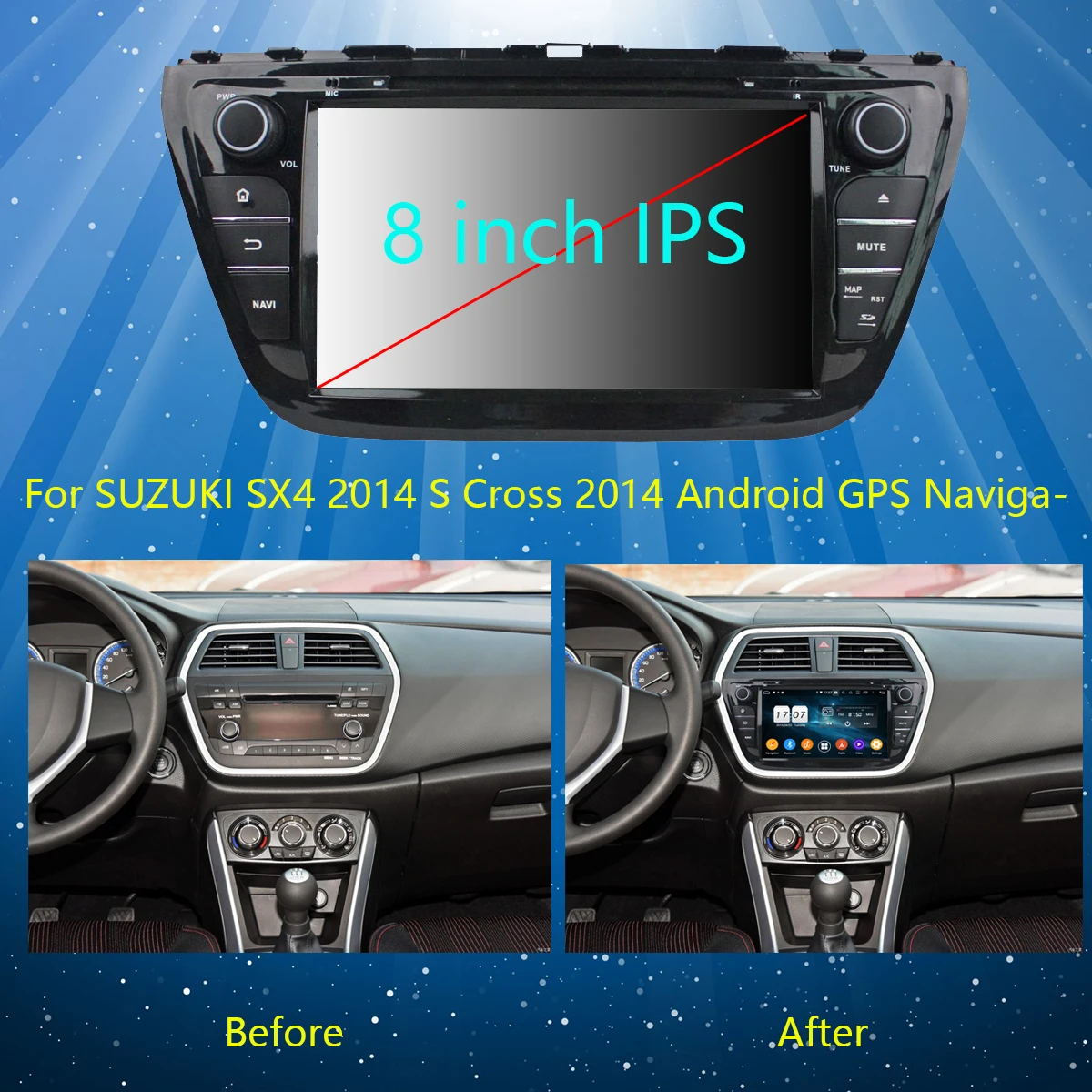Автомагнитола 8 &quotIPS ядер 4 Гб ОЗУ + 64 ПЗУ Android 9 0 GPS Navi для Suzuki SX4 2014 2015 CarPlay Parrot BT