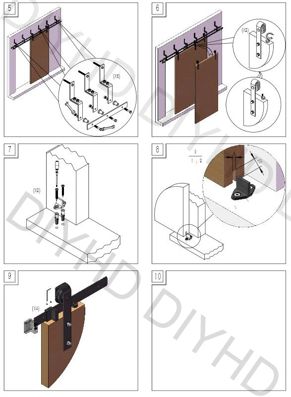 Обводная раздвижная деревянная дверь шкафа 10 футов черная фурнитура в