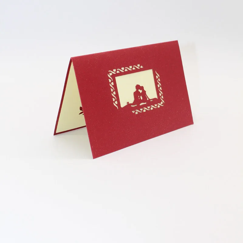 3D лазерная резка ручной работы счастливые влюбленные бумажные Пригласительные