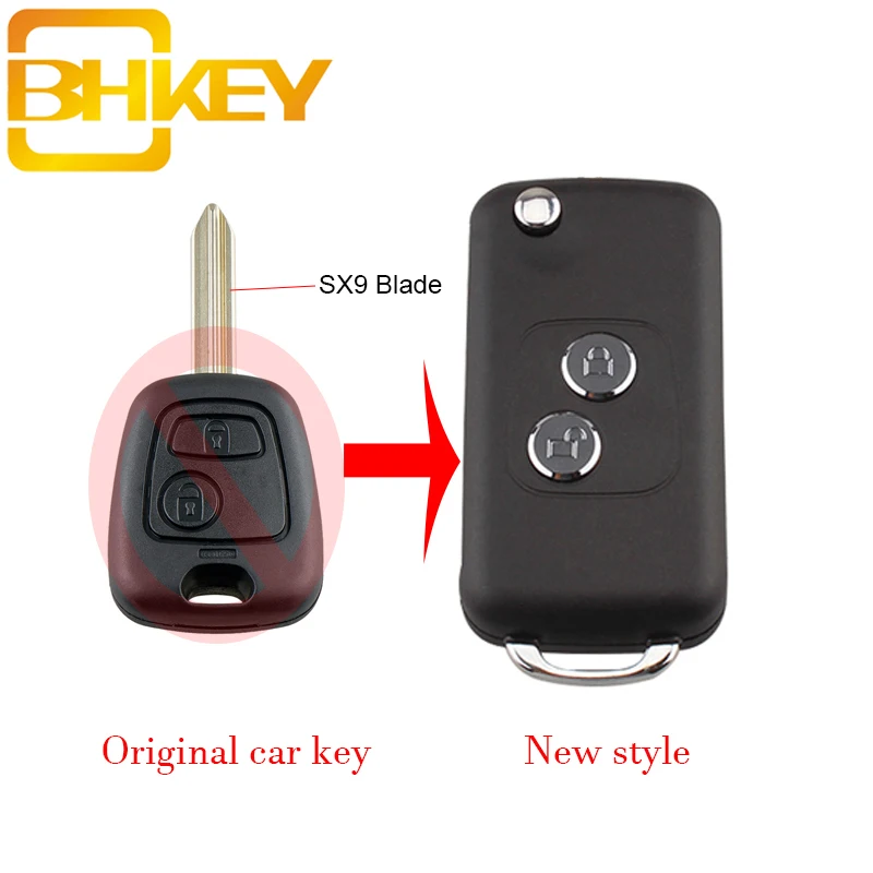 BHKEY для Citroen C1 C2 C3 Saxo Xsara Picasso Berlingo 2 кнопки SX9 чехол с пультом дистанционного