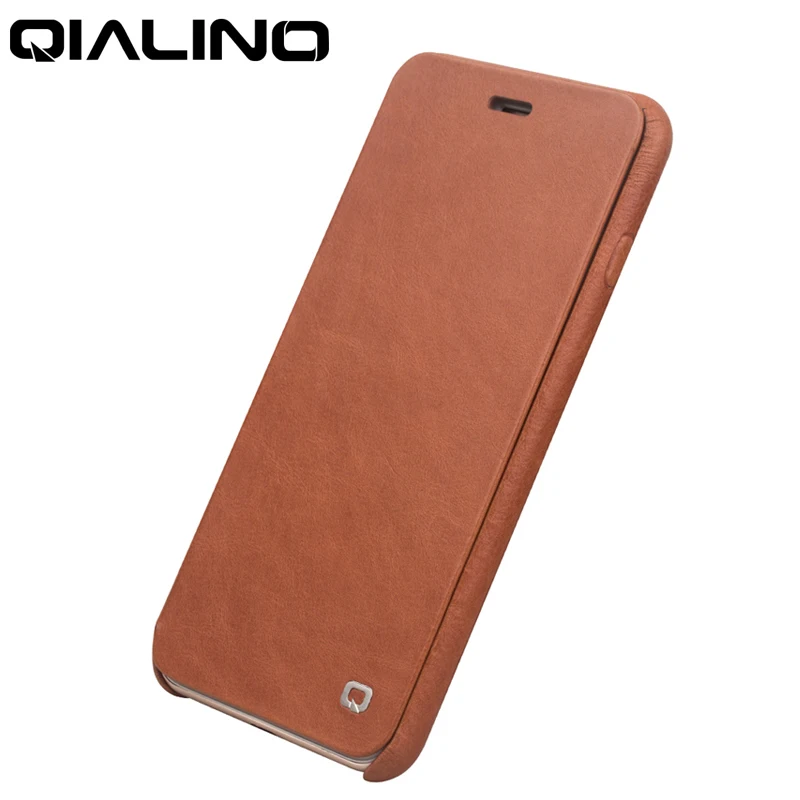 Тонкий кожаный чехол QIALINO для iPhone 7 8 Plus кошелек из натуральной кожи флип Apple