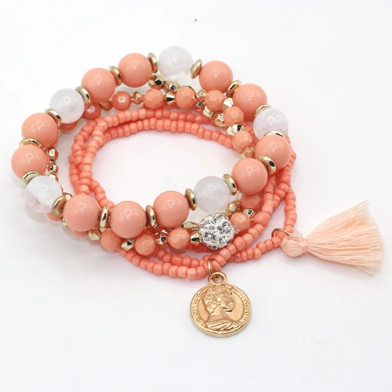 Новинка 2017 Модный женский богемный Браслет Шамбала карамельных цветов из