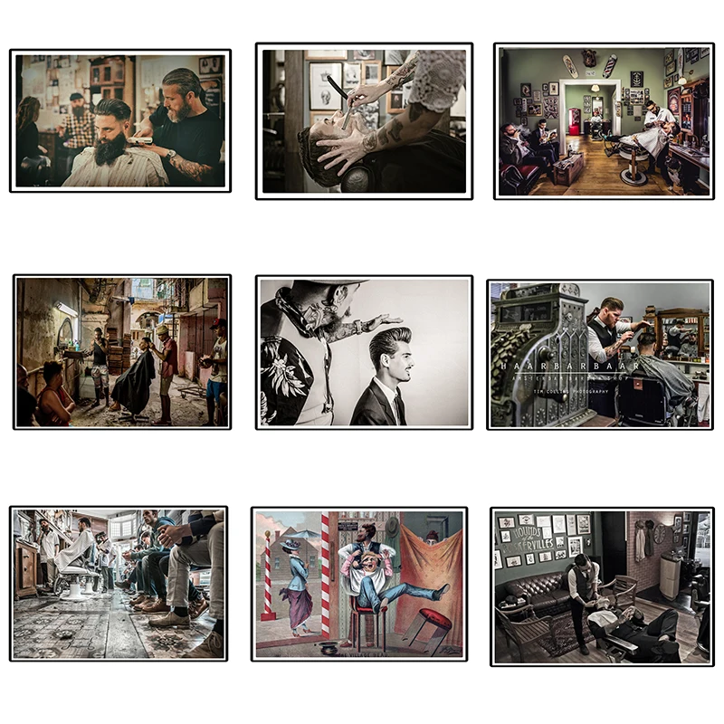 

Hairdresser Hair Styling Posters white Kraft Paper Barber Shop Hairstyle Studio Painting Wall Decoration 42*30cm