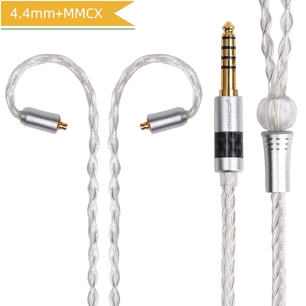 silver 4.4mm MMCX FDBRO MMCX 2Pin 0,78 мм A2DC 8core с серебряным покрытием кабель наушников 2,5/3,5/4,4 мм наушники с уравновешенным якорем кабель для SE846 SE535 H2 H3 ue900 - Цвет: silver 4.4mm MMCX