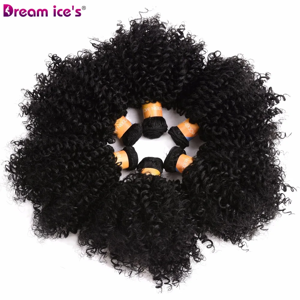 Dream ice's Afro bouncy пучки волнистых волос для наращивания 6 шт./упак. один пакет одна голова завивка искусственных волос для черных женщин