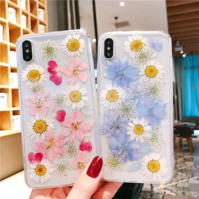 Настоящие цветы сушеные чехлы с цветочным принтом для IPhone X XS Max XR 6 6S 7 8 Plus Чехол