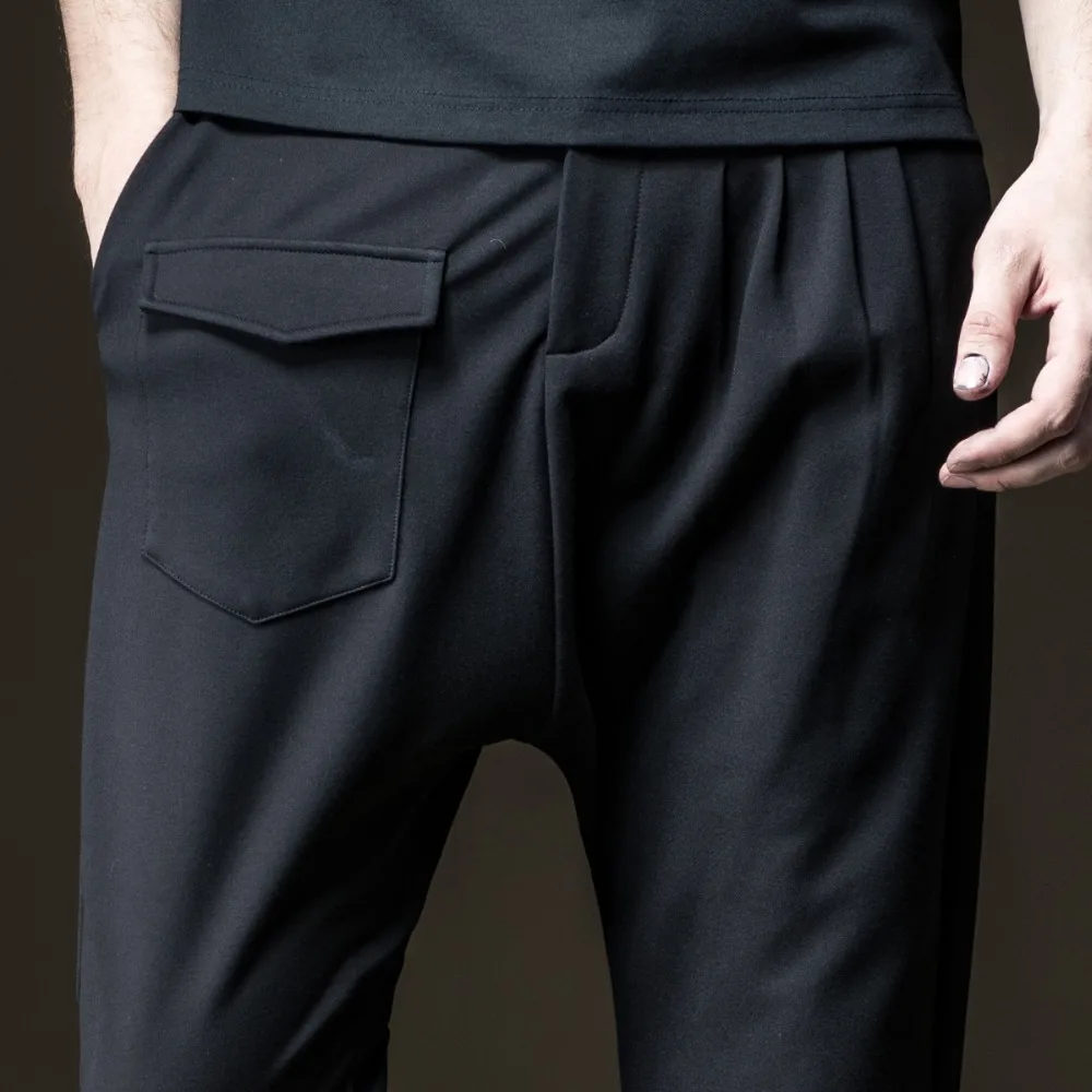 Free Shipping New male men's man Slim casual 2017 autumn slim trousers black personality Harlan Handsome Korean pants B173317165 | Мужская