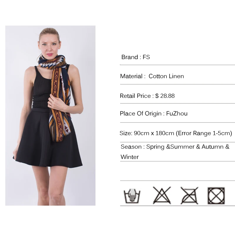 FS длинные хлопковые льняные шарфы мягкий Дамский шарф шали хиджаб женский платок