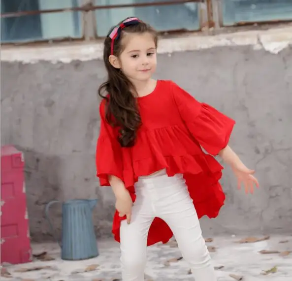 Red Black White New Fashion Spring Summer Girls Shirt Dress Children Little Fairy Princess Formal Europe Style Cute Kids | Детская