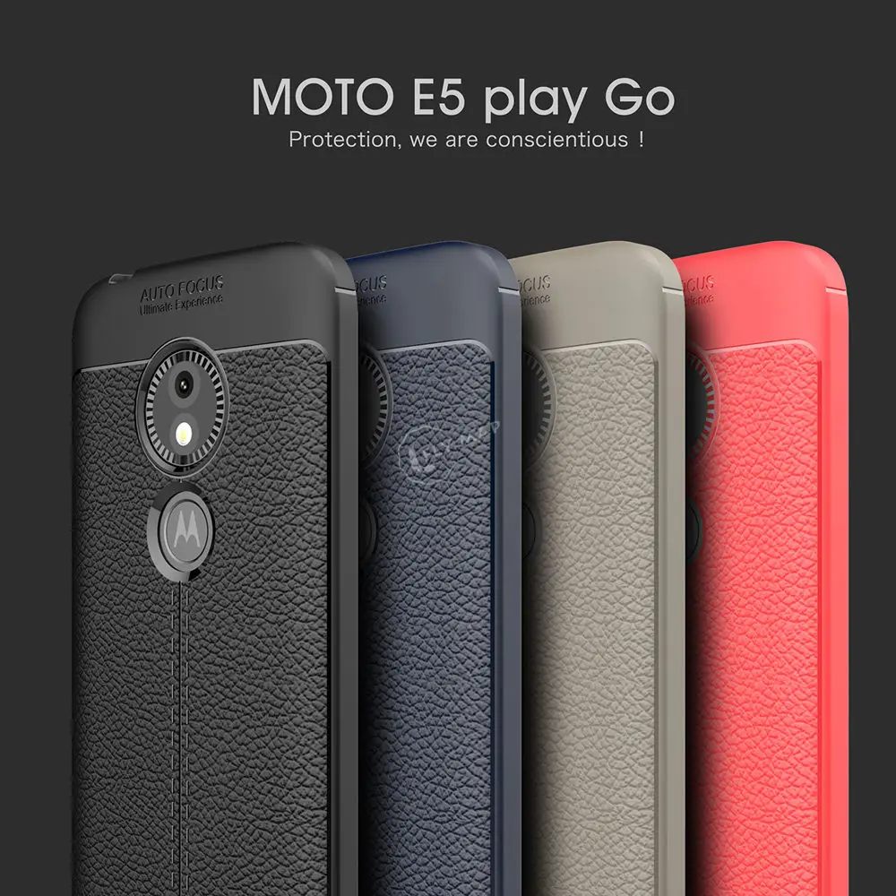Мягкий чехол для Motorola Moto E5 Play Go личи кожаный зернистый силиконовый телефона из