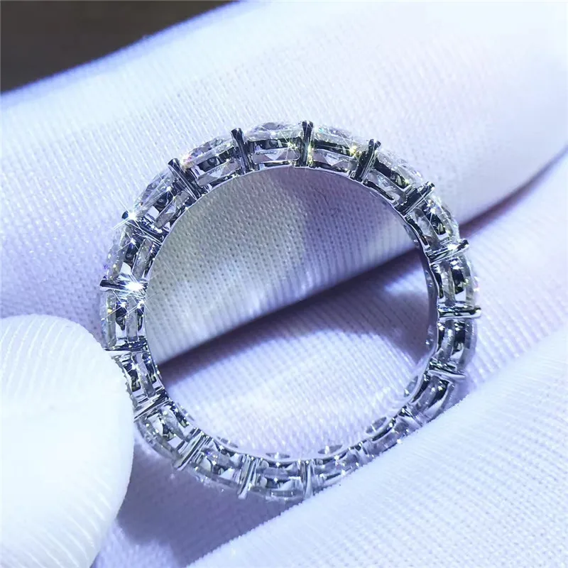 

Vecalon Eternity Promise ring 925 Sterling Silver 4mm AAAAA Cz wedding band rings For women Statement Finger Party Jewelry Gift