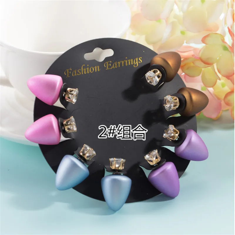 ENZE Free Shipping fashion Women's Accessories 4 / set of candy cone type two-sided earrings combination jewelry wholesale | Украшения