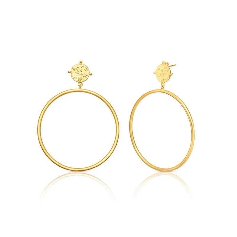 

100% 925 Sterling Silver Classic Circle Round Figure Drop Earrings Geometric Earring Anniversary Wedding Fine Jewelry For Women