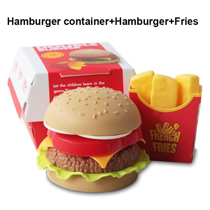 Burger Chips Box Детский набор кухонных игрушек для девочек, ролевые игры, имитация миниатюрной еды, искусственный гамбургер, пицца, гамбургер, чипсы, обучающие игрушки для детей - Цвет: Burger Chips Box